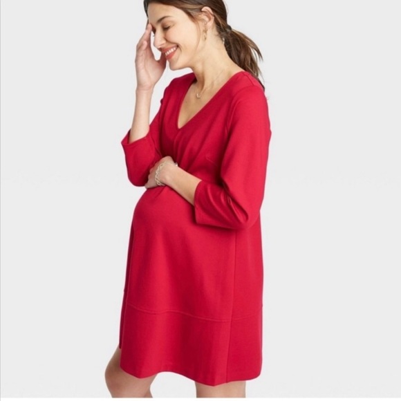 The NINES by HATCH LITTLE BLACK MATERNITY DRESS size XS X-small red - Picture 8 of 12